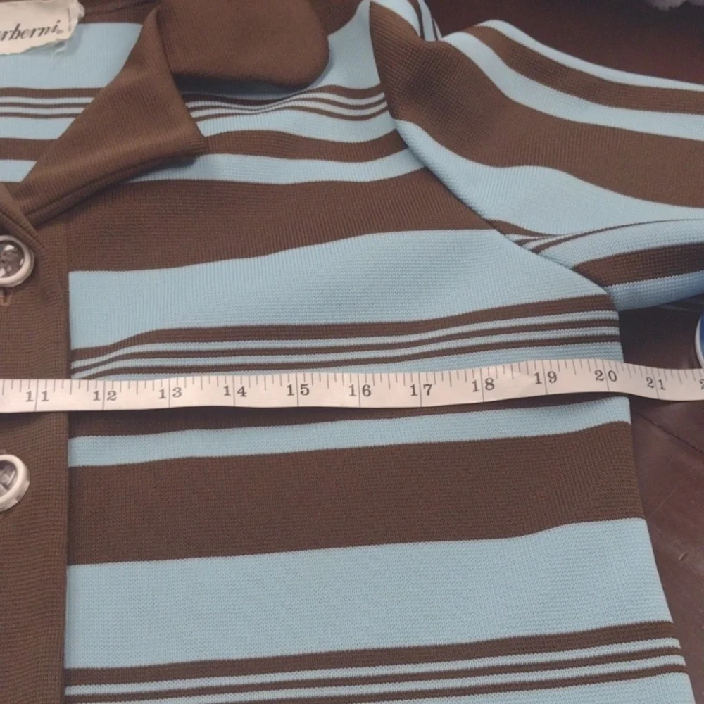 Marberni, 60's Union Made Vintage Elegant Blue/Brown Long Sleeve Dress Size 16 - Picture 9 of 16